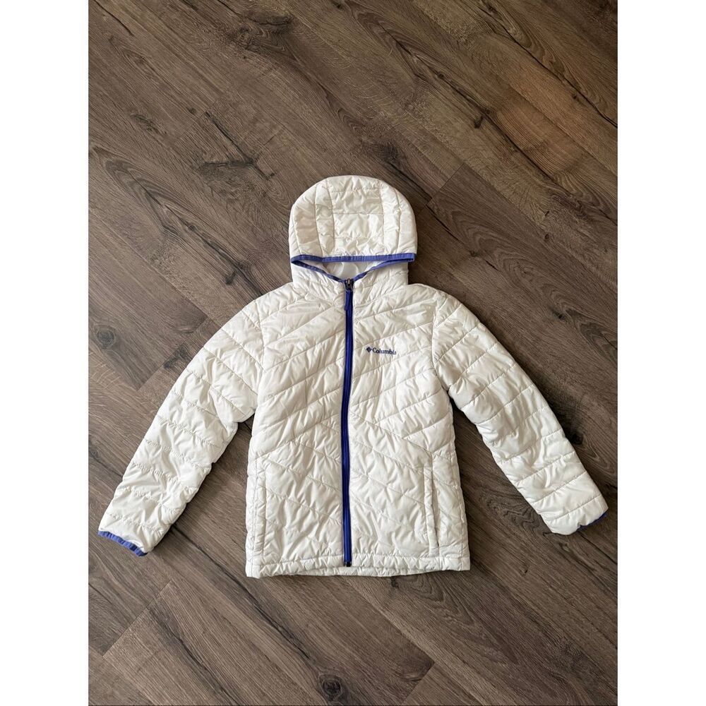 Columbia  Girls' Powder Lite Puffer white /purple size 10/12